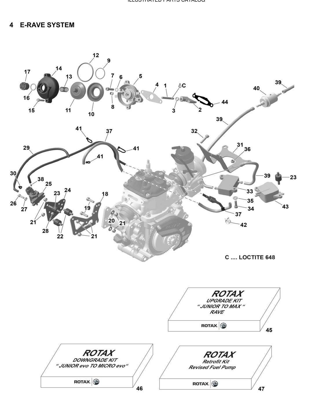 ROTAX Explosionszeichnung E-Rave System für Rotax Senior MAX