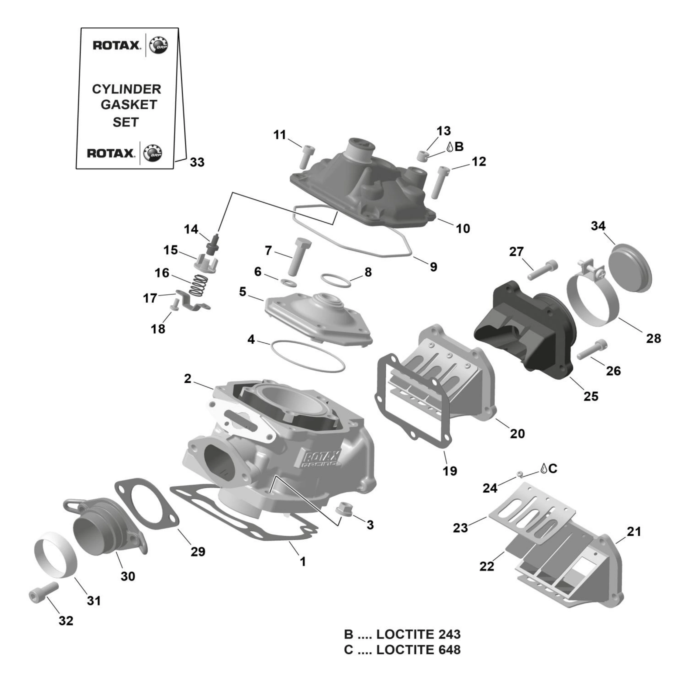 ROTAX DD2 Explosionszeichnung Zylinder